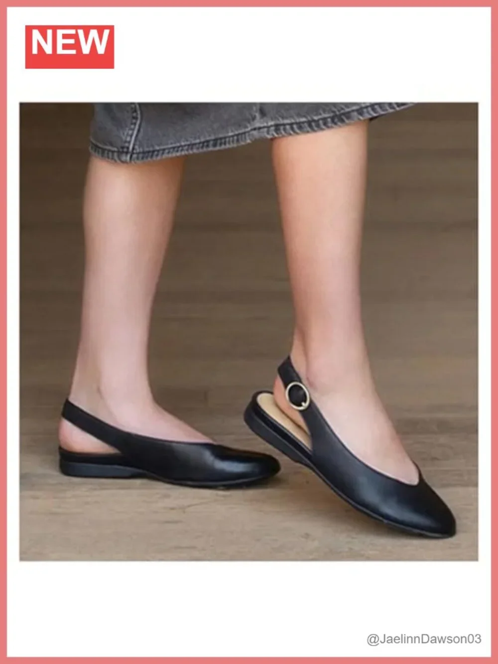 Leather Slingback Flats with Memory Foam Cushioned Insole